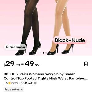 Women's Sheer Control Top Tights - Black and Nude